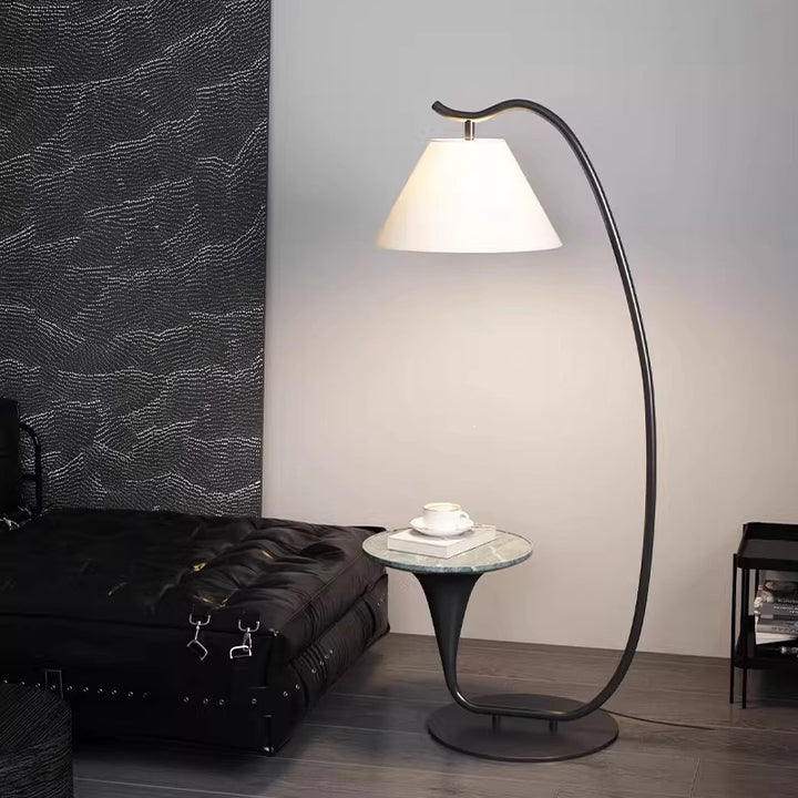 Contemporary Floor Lamp with Integrated Side Table