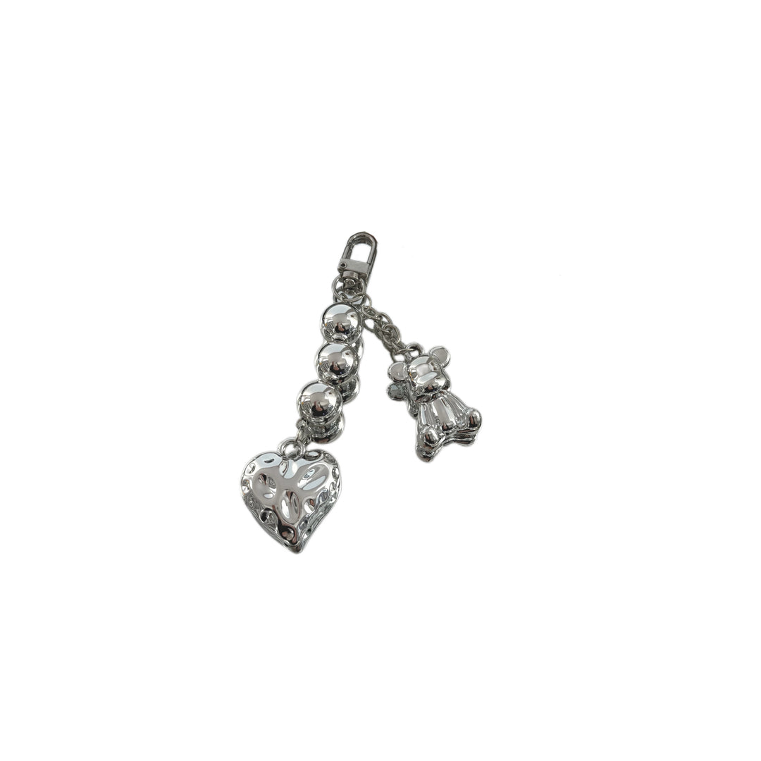 Playful Bear and Heart Charm Keychain Bowlift