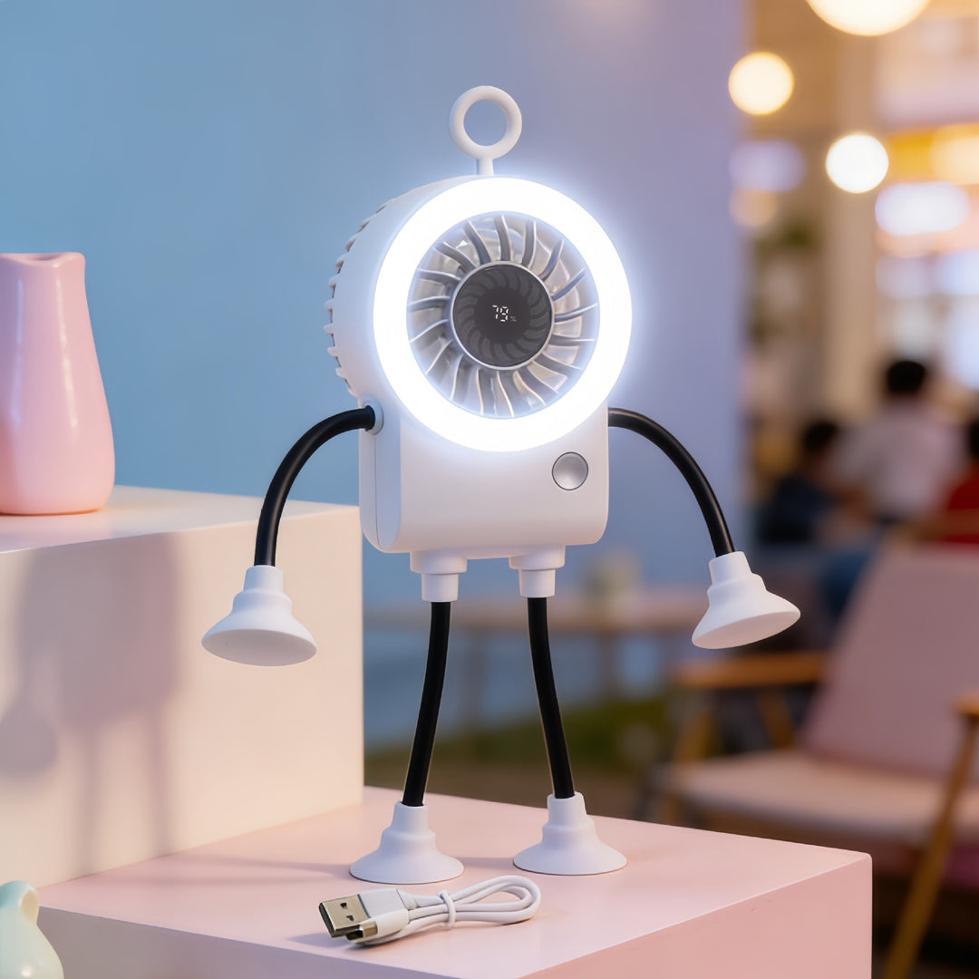 Creative USB Table Fan with LED Lighting Bowlift