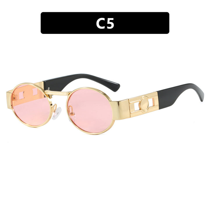 Ladies round sunglasses with fashionable metal frame and UV protection Bowlift