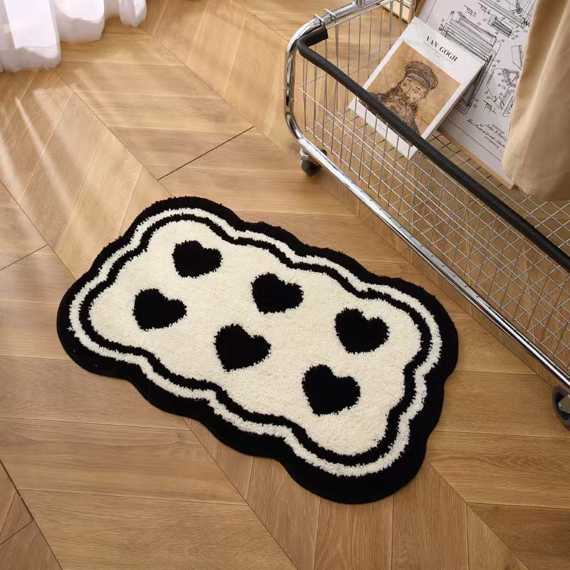 Heart-Shaped Decorative Plush Bath Mat Bowlift