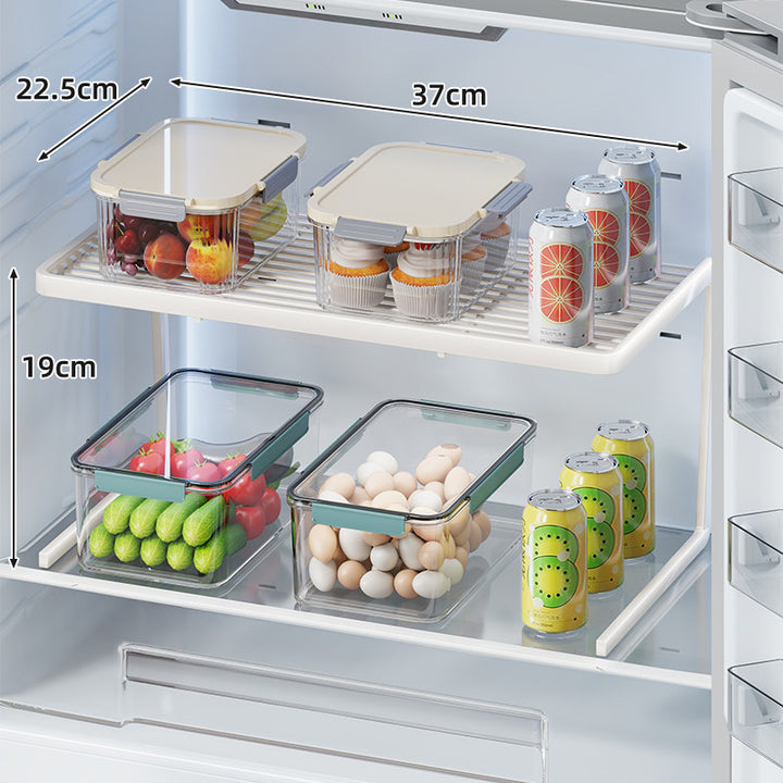 Two-Tier Adjustable Refrigerator Shelf Riser with Non-Slip Slatted Platform