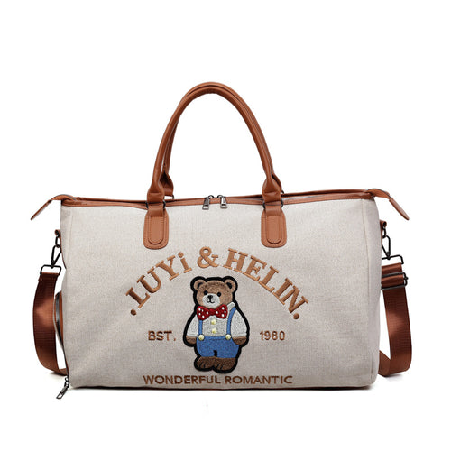 Embroidered Canvas Weekend Bag