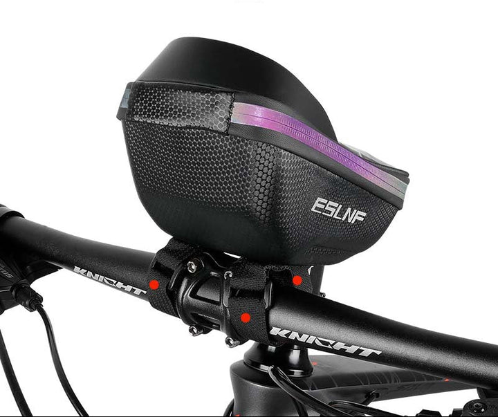 hard shell waterproof handlebar phone bag with touchscreen mount Bowlift