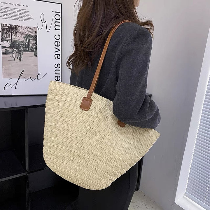 Stylish basket bag with leather handles Bowlift