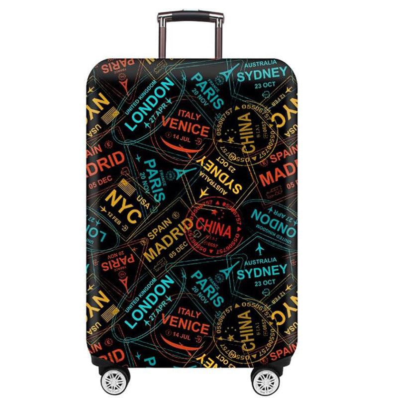 Unisex nan elastic Suitcase Cover with urban Doodle pattern, zipper and all-round protection for 4-wheel trolleys Bowlift