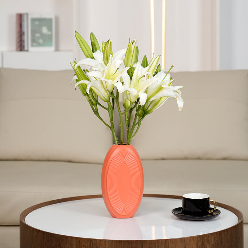 Textured Oval Decorative Vase Bowlift
