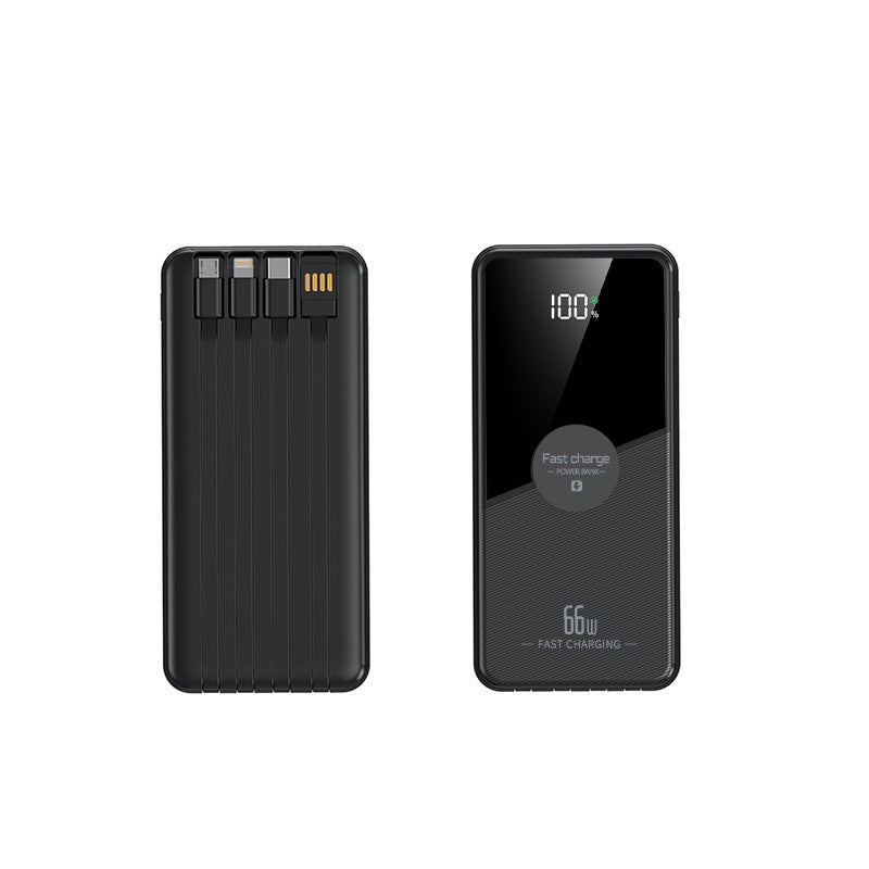 Portable power bank with integrated multi-charging cable and digital charging display Bowlift