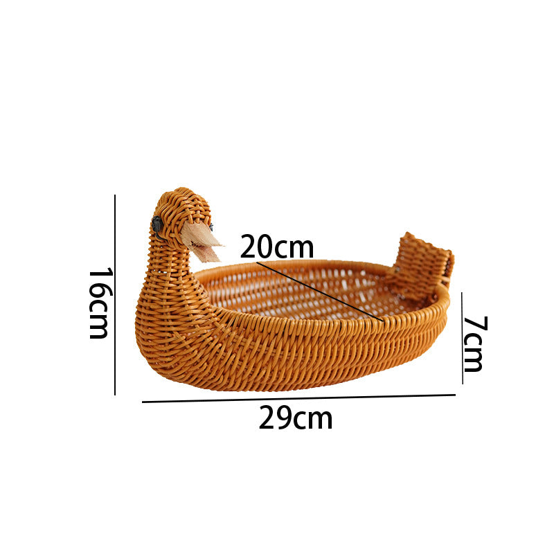 Decorative Woven Duck-Shaped Basket Bowlift