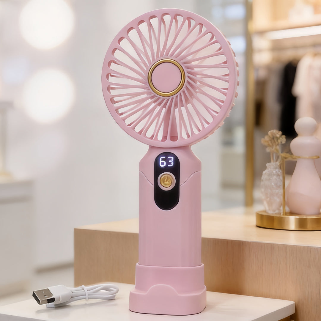 Portable handheld fan with digital speed display and USB charging function Bowlift