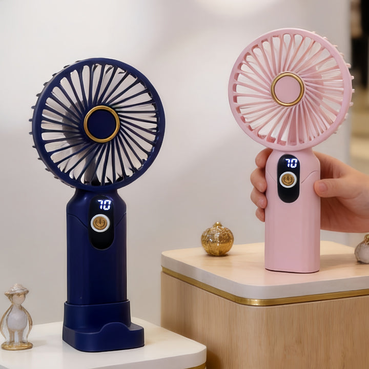 Portable handheld fan with digital speed display and USB charging function Bowlift