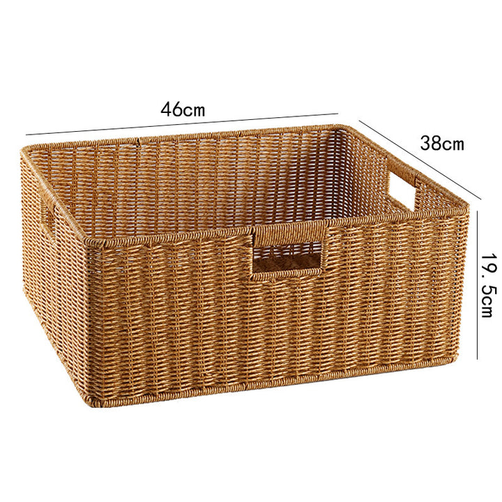 Handwoven Storage Basket with Cutout Handles Bowlift