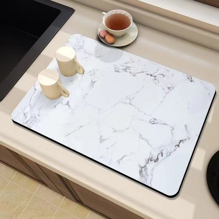 Marble-Inspired Kitchen Counter Mat Bowlift