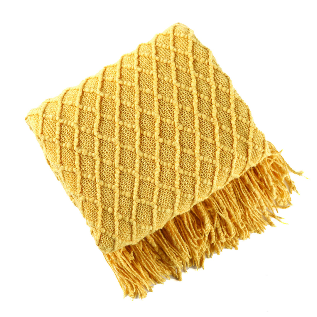 Cable Knit Fringe Throw Blanket Bowlift