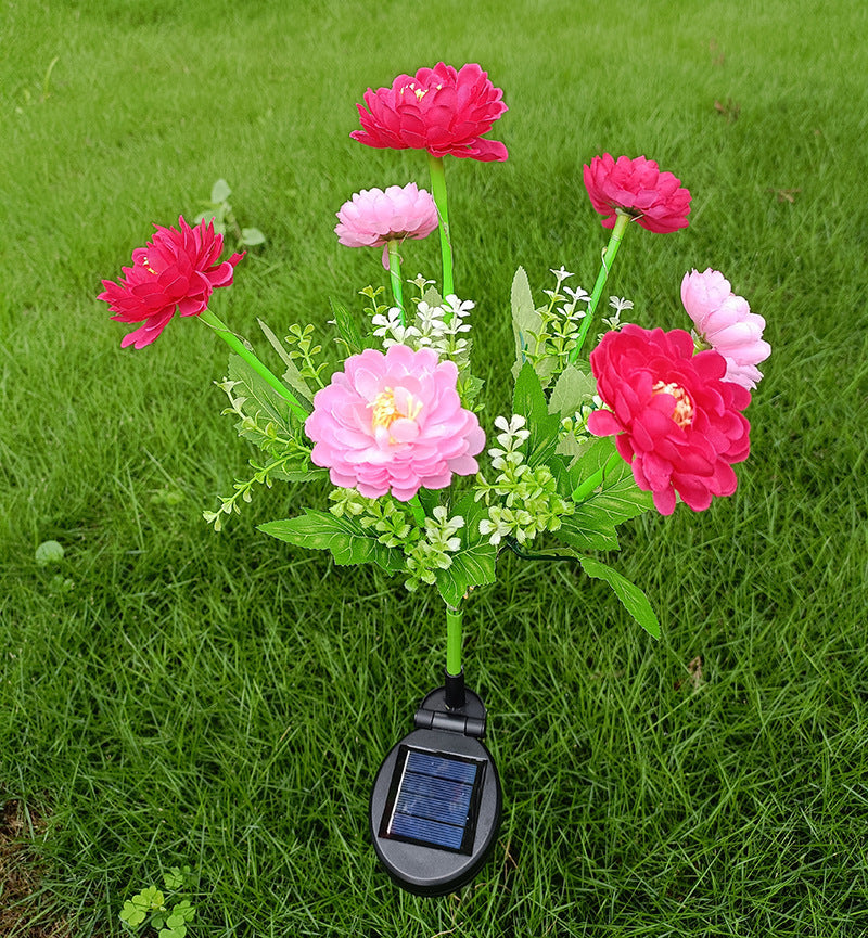Solar Garden Stake Artificial Flower LED Pathway Decor Bowlift