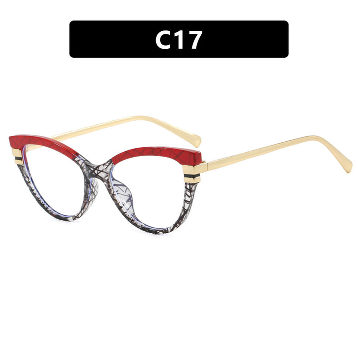 Ladies Cat-Eye Sunglasses with Elegant Plastic Frame and Golden Accents Bowlift