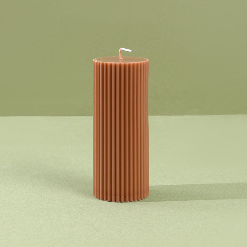 Decorative Tall Ribbed Column Candle for Home Ambience