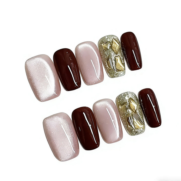 Luxurious Manual Press-On Nail Set Bowlift