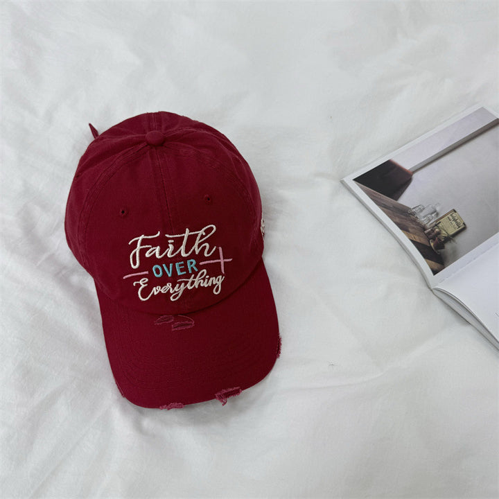 Women's Distressed Embroidered Baseball Cap Bowlift