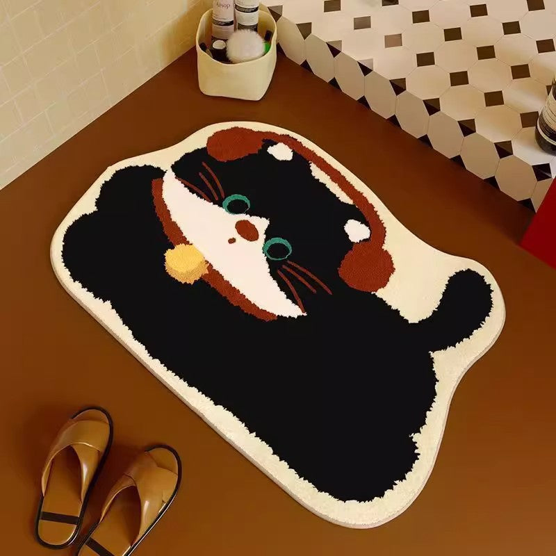 Cartoon Cat-Themed Bath Mat Bowlift