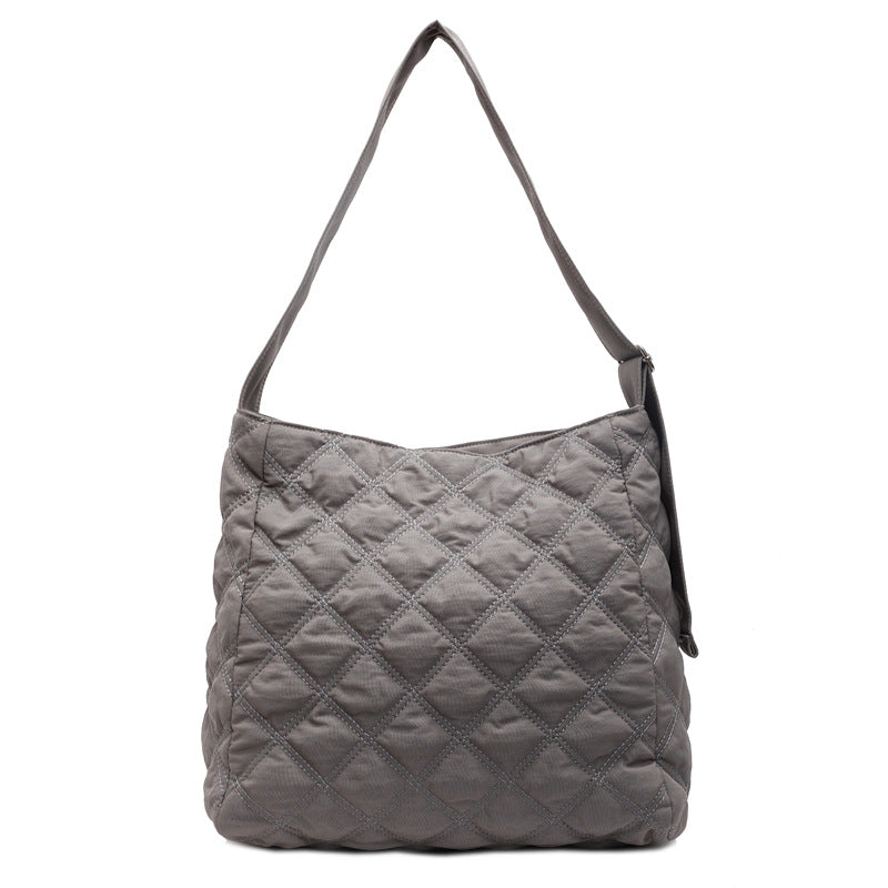 Quilted Soft Fabric Shoulder Bag Bowlift