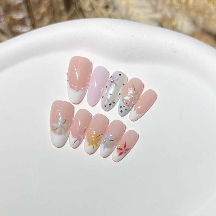 Floral Art Press-On Nail Set Bowlift