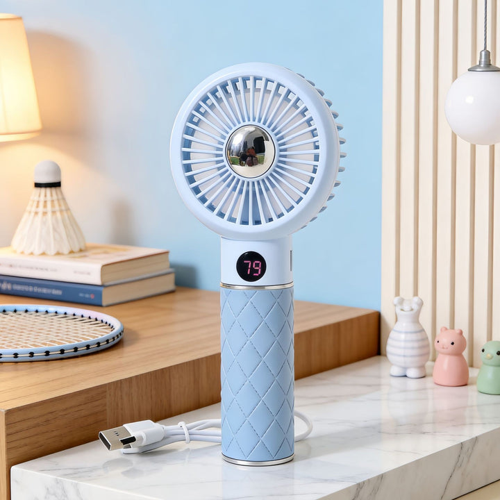 Portable Hand Fan with Digital Temperature Display and Comfortable Design Bowlift