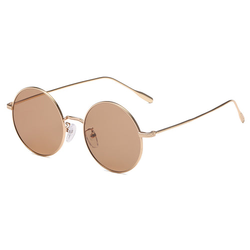 Women's round sunglasses with elegant metal frame and polarized lenses Bowlift