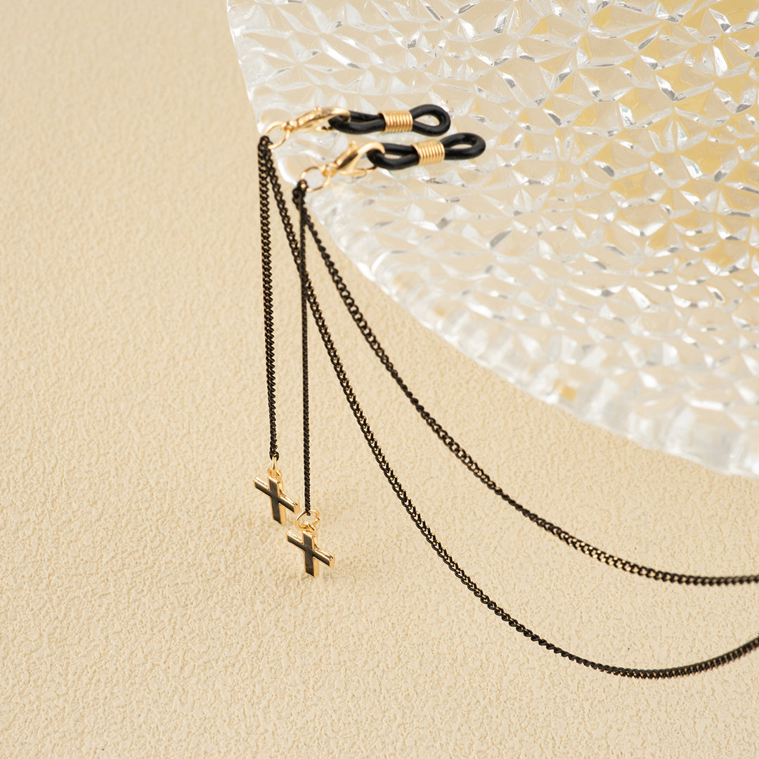 Stylish Beaded Cross Pendant Eyewear Chain Bowlift