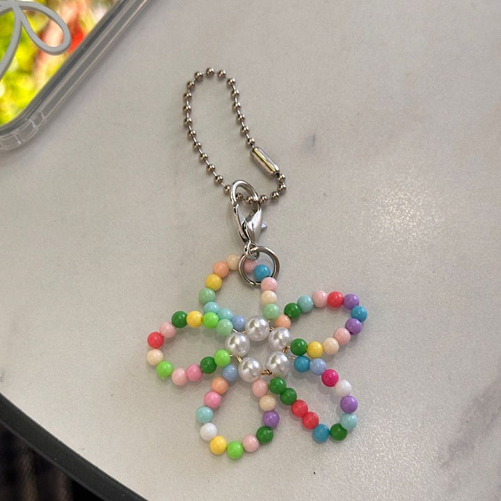 Colorful Beaded Flower Charm Keychain Bowlift