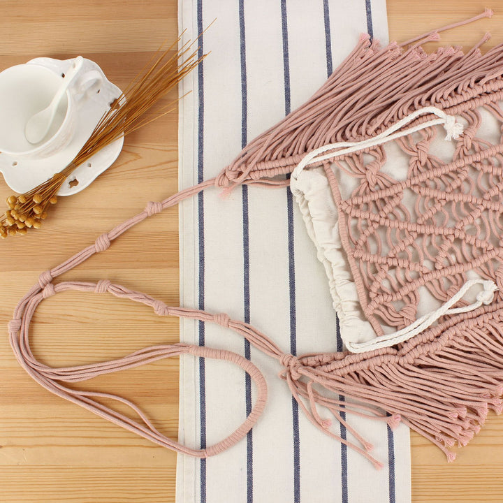 Handbag with Artistic Macramé Design Bowlift 1784182970