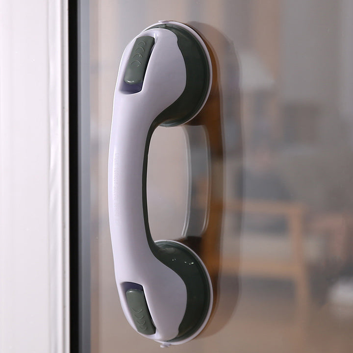 Ergonomic Suction-Mount Safety Grab Handle With Dual Vacuum Cups For Bathroom Support