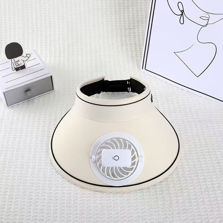 visor with detachable USB fan, adjustable headband and breathable UV protection Bowlift