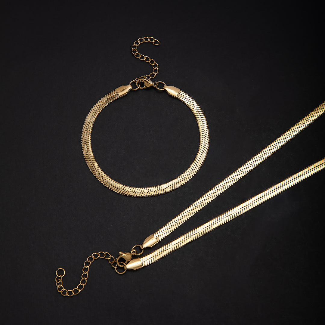 Elegant Textured Chain Jewelry Set Bowlift