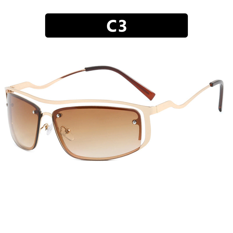 Women’s futuristic sunglasses with an elegant metal frame and high-transparent lenses Bowlift