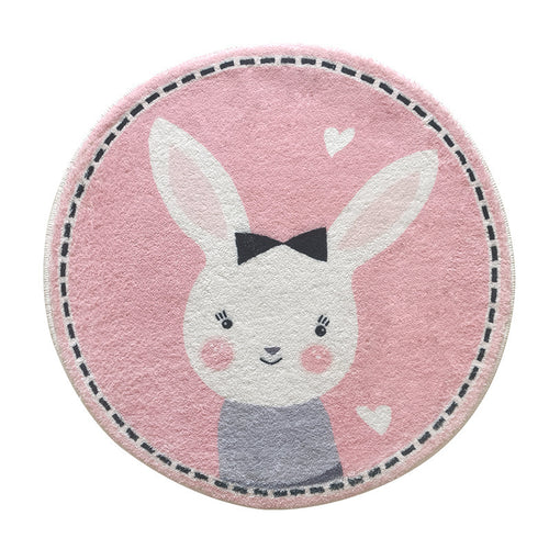 Rabbit-Themed Round Area Rug Bowlift