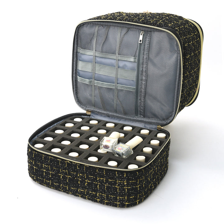 Cosmetic organizer bag with elegant fabric Bowlift