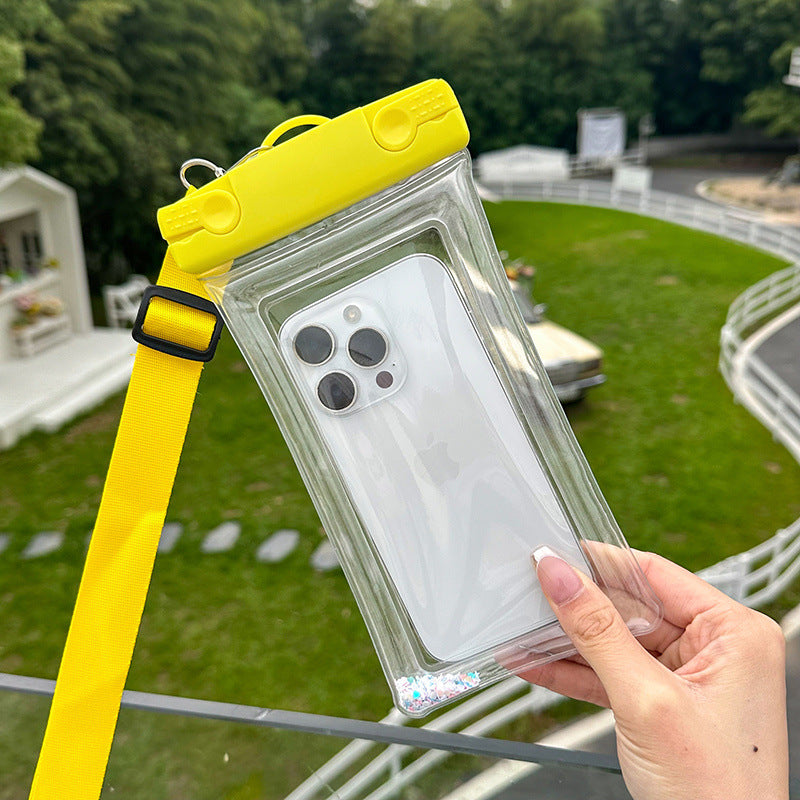 Waterproof phone pouch with adjustable lanyard and transparent touch-sensitive sleeve Bowlift