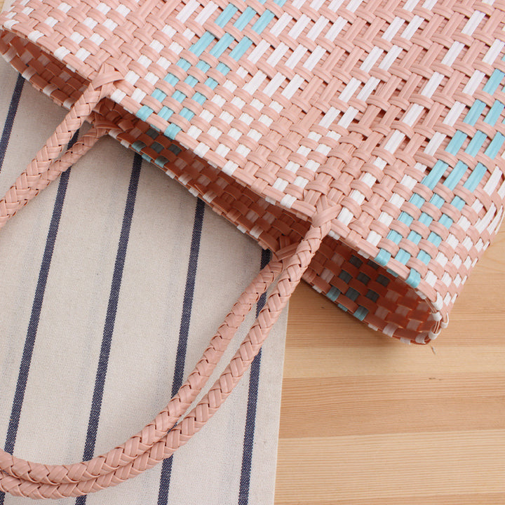 Braided Tote Bag with Geometric Design Bowlift