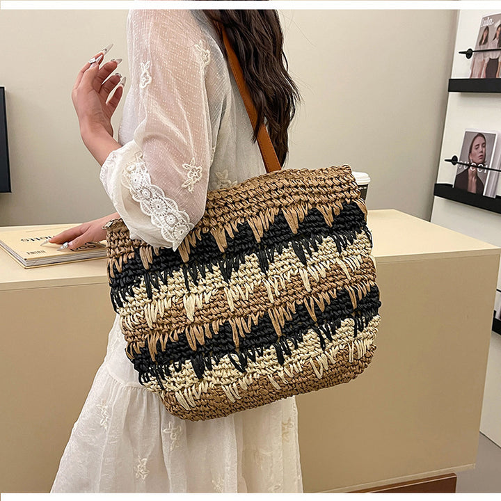 Large, Handmade Straw Bag with Designer Details Bowlift