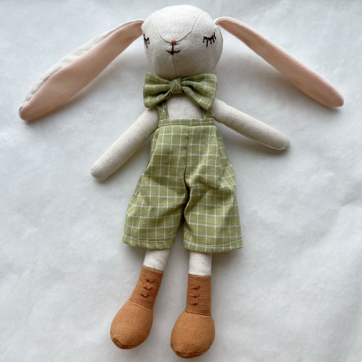 Handmade Linen Bunny Comforter Doll with Long Floppy Ears