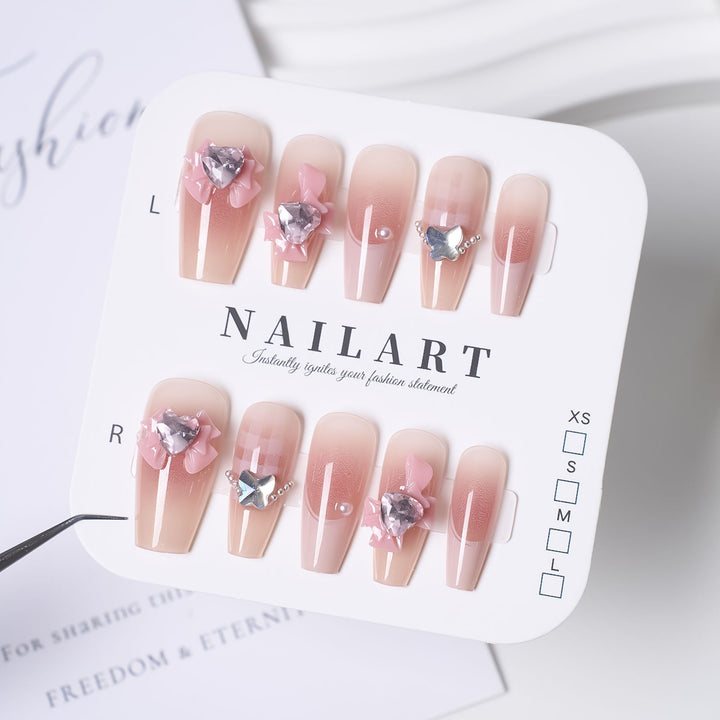 Artistic Press-On Nail Set with Cute Character Designs Bowlift