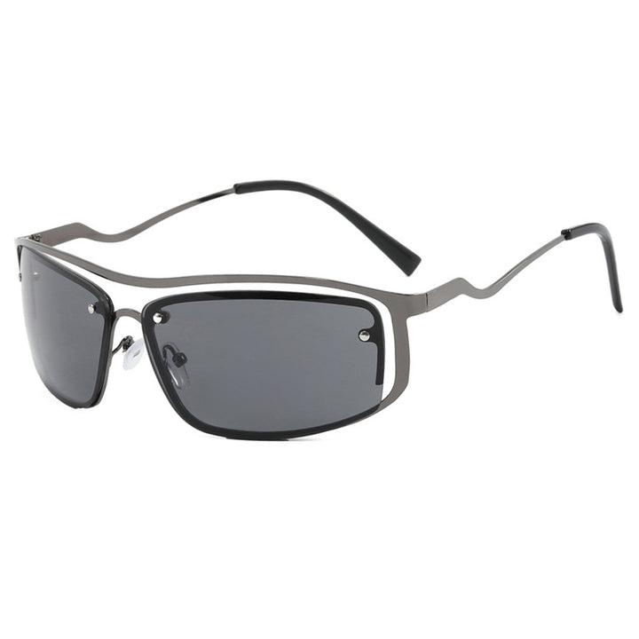 Women’s futuristic sunglasses with an elegant metal frame and high-transparent lenses Bowlift