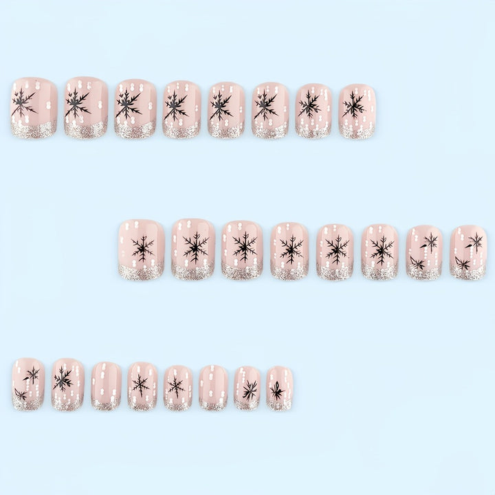 Artificial nails in festive snowflake design Bowlift