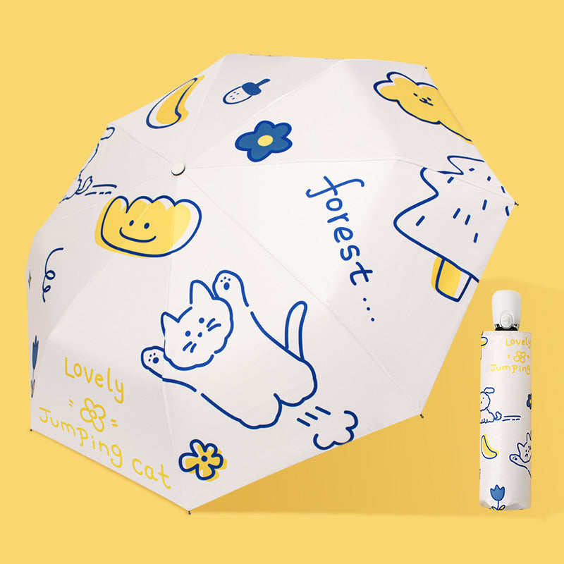 Ladies foldable umbrella with cute cat design Bowlift