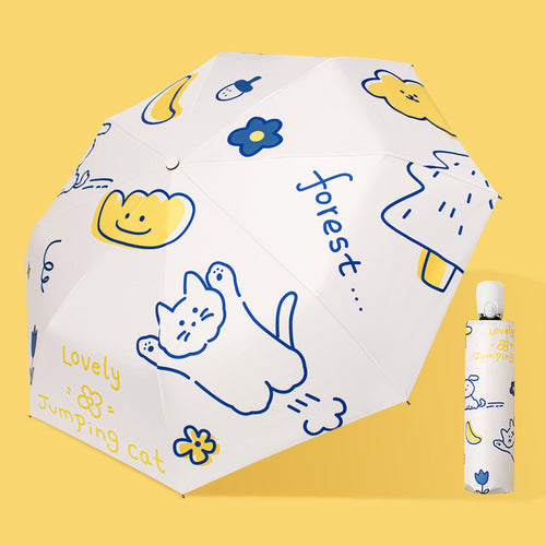Ladies foldable umbrella with cute cat design Bowlift