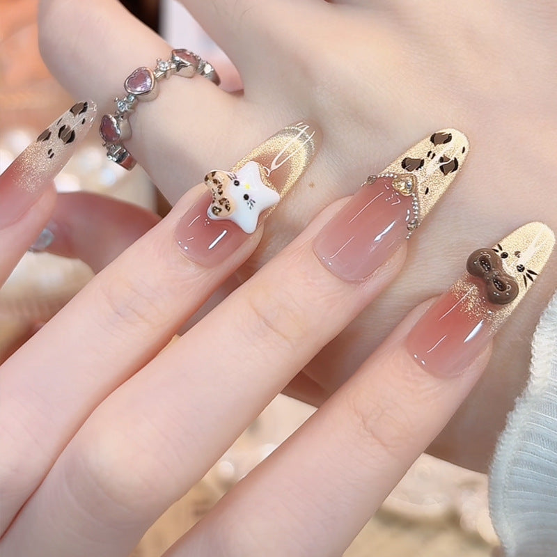 Glamorous artificial nail tips with 3D flower and crystal embellishments Bowlift