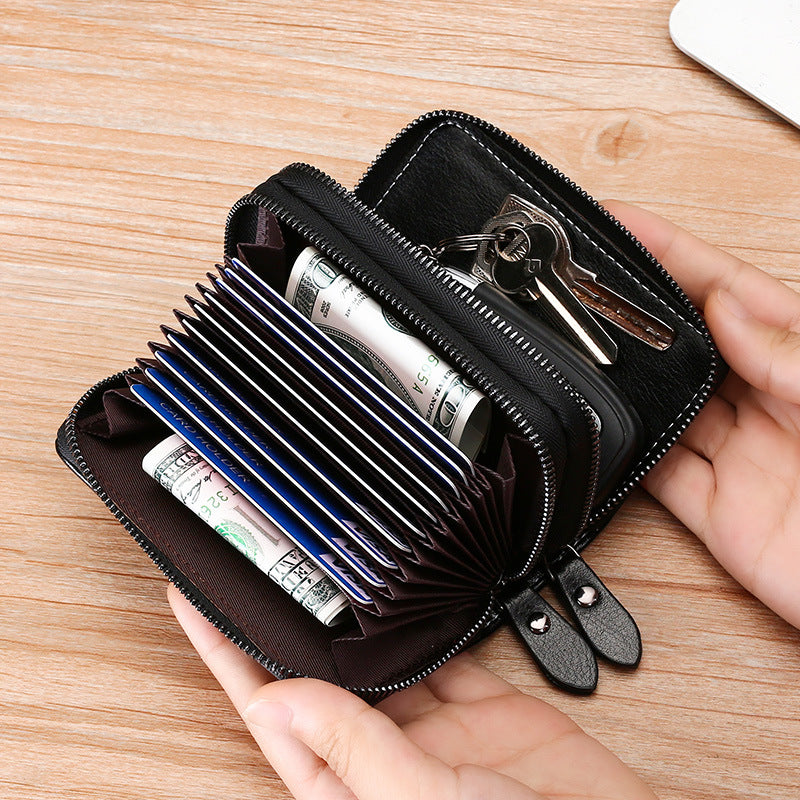 Multi-Functional Leather Zippered Wallet