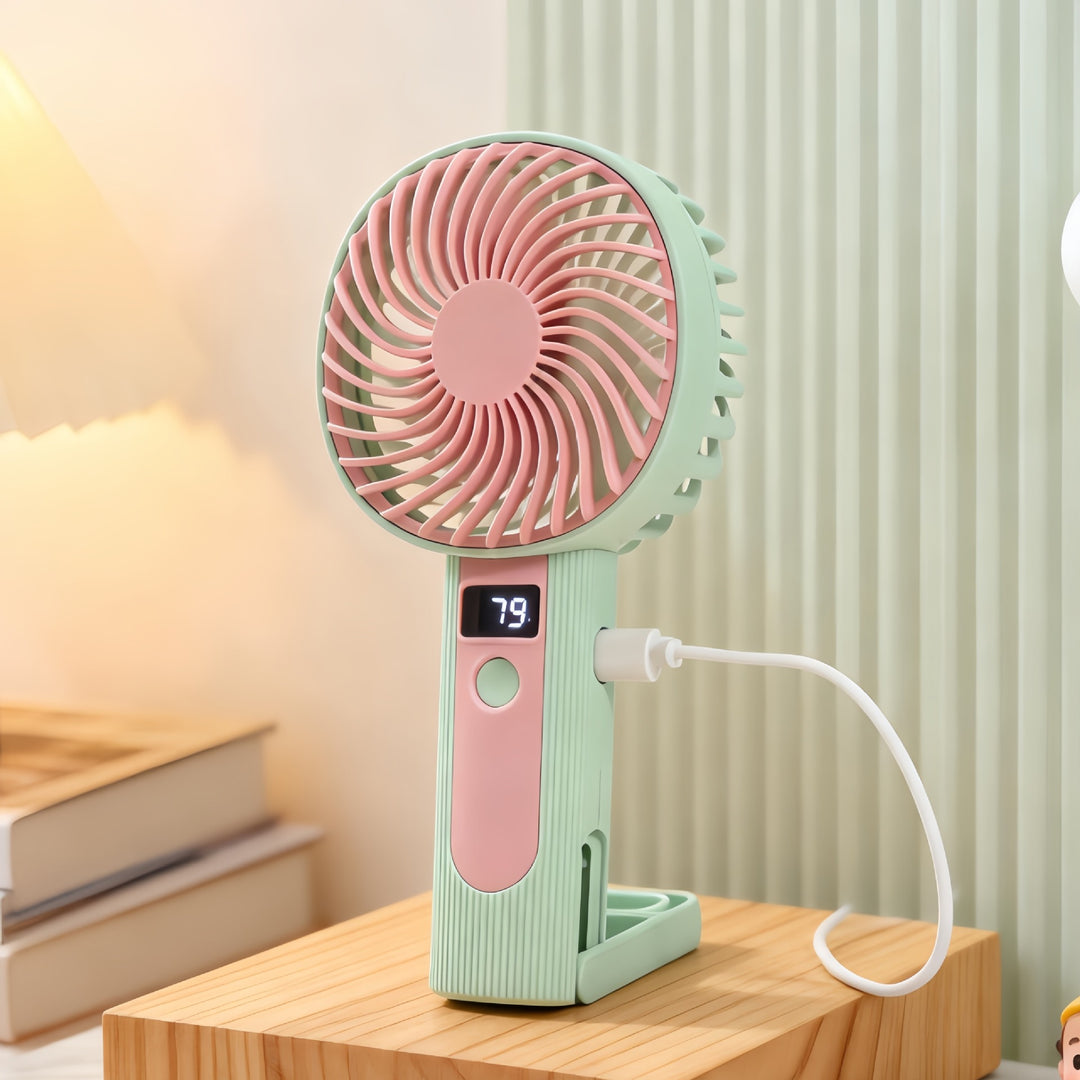 Women's Portable Handheld Fan with Digital Speed Display Bowlift 1782815883