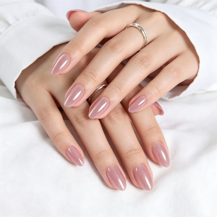 Glossy Almond-Shaped Press-On Nails Bowlift